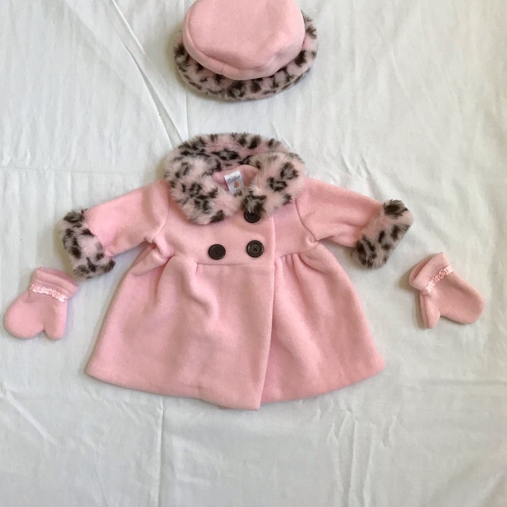 Fur Babydoll Pink Peacoat- Size 3 Months